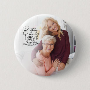 Minimale Kalligrafie-Foto-Geburtstags-Enkelin Button