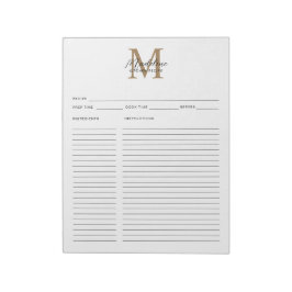 Minimale Kalligrafie-Monogramm-Rezeptur Notizblock