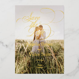 Minimale Kalligrafie Save the Date Foto Folieneinladung