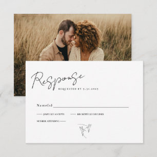 Minimale Kalligrafie Schwarz-Weiß-Foto-RSVP-Karte RSVP Karte