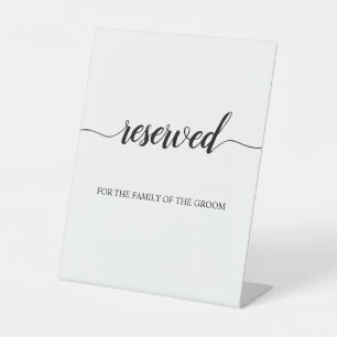 Minimale Kalligraphie reserviert Hochzeitssitze Sockelschild