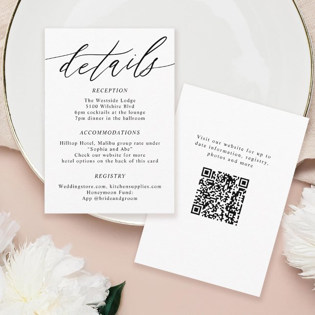 Minimale kalligraphische Hochzeitdetails Begleitkarte (Von Creator hochgeladen)
