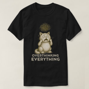 Minimale Katze mit Grübeleien - Nachdenkliche Illu T-Shirt