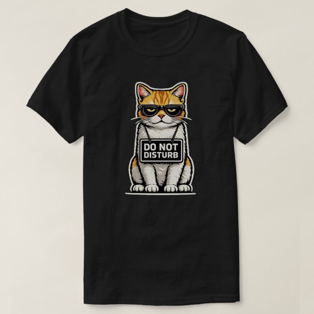 Minimale Katze Nicht Stören Design T-Shirt (Design vorne)
