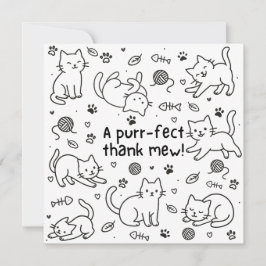 Minimale Katzen-Doodle-Dankeskarten