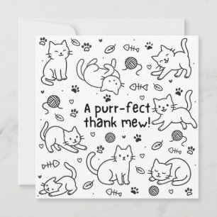 Minimale Katzen-Doodle-Dankeskarten