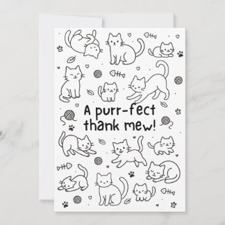 Minimale Katzen-Doodle-Dankeskarten Dankeskarte