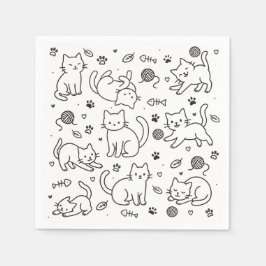 Minimale Katzenkritzelei-Papiernapkin Serviette