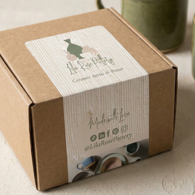 Minimale Keramik-Logo-Geschäftsbox-Verpackung (Minimal Pottery Ceramic Logo Business Box Wrap Label)