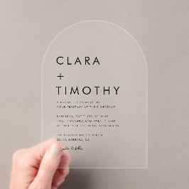 Minimale klassische Schrift moderne Hochzeitseinla Acryleinladungen