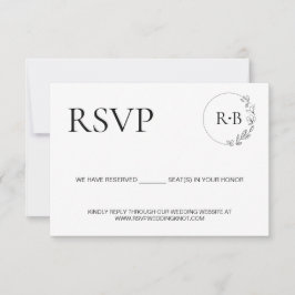 Minimale Kranzmonogramm Schwarz-Weiß Hochzeit RSVP Karte