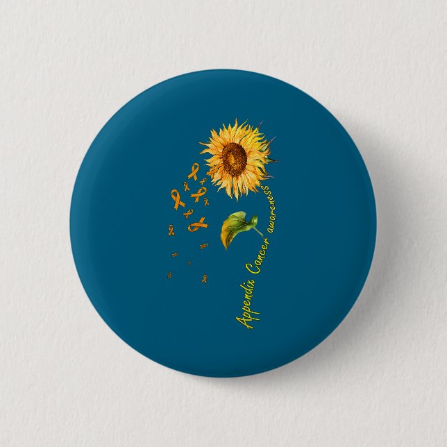 Minimale Krebsbewusstseins-Sonnenblume für Appendi Button (Vorderseite)