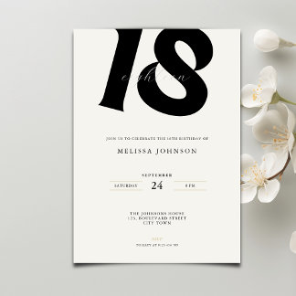 Minimale kühne Typografie zum 18. Geburtstag Einladung