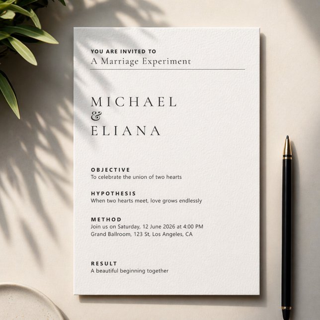 Minimale Lab-Report-Stil-Hochzeit Einladung (Von Creator hochgeladen)