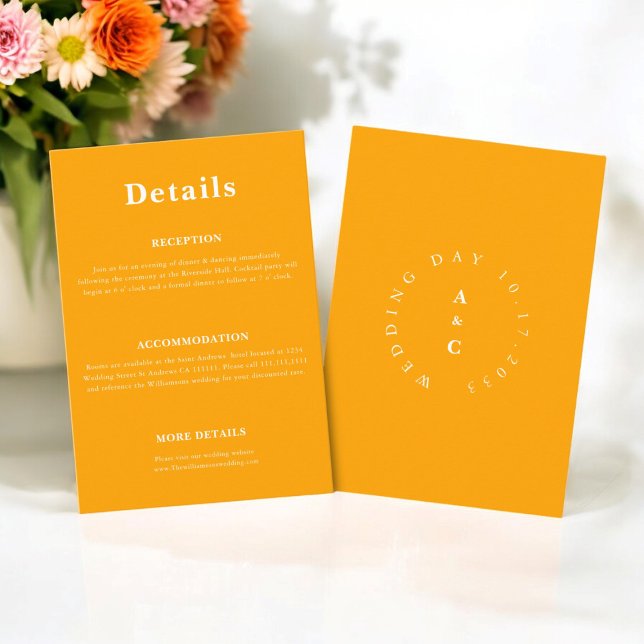 Minimale lässige Hochzeit Details Einschließung Begleitkarte (MODERN STYLISH CASUAL ORANGE CREATED WEDING DETAILS CARD )