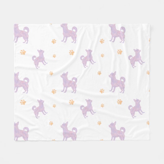 Minimale Lavendel-Chihuahua-Silhouette Decke (Vorderseite (Horizontal))