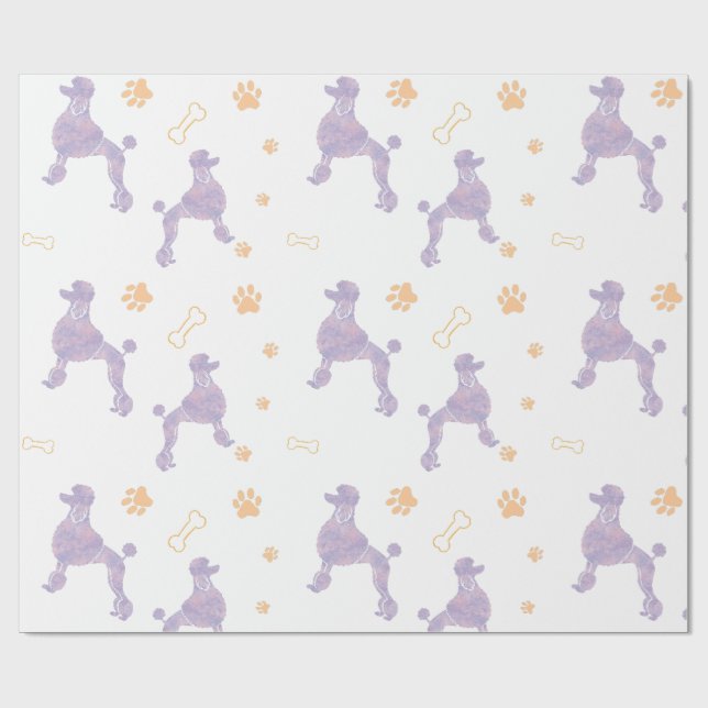 Minimale Lavendel-Pudel-Silhouette Geschenkverpack Geschenkpapier (Flach)
