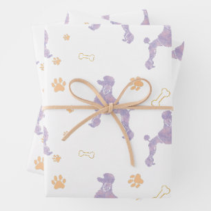 Minimale Lavendel-Pudel-Silhouette Geschenkverpack Geschenkpapier Set