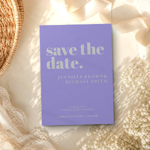 Minimale lavendel-silberne Hochzeitsfoto-Kalligraf Save The Date