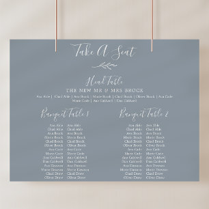 Minimale Leaf Blue Banquet Hochzeitskarte Poster
