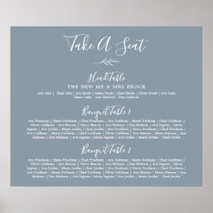 Minimale Leaf Blue Banquet Hochzeitskarte Poster