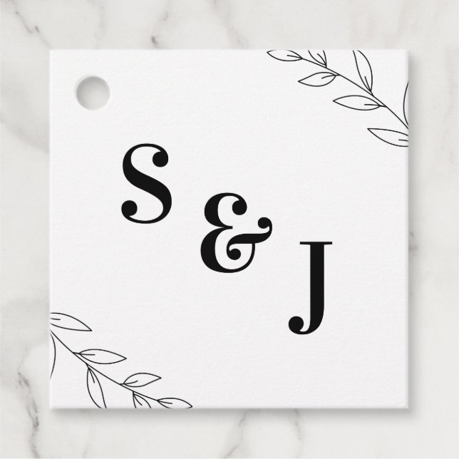 Minimale Leaf-Gastgeschenk Hochzeit Geschenkanhänger (Vorderseite)