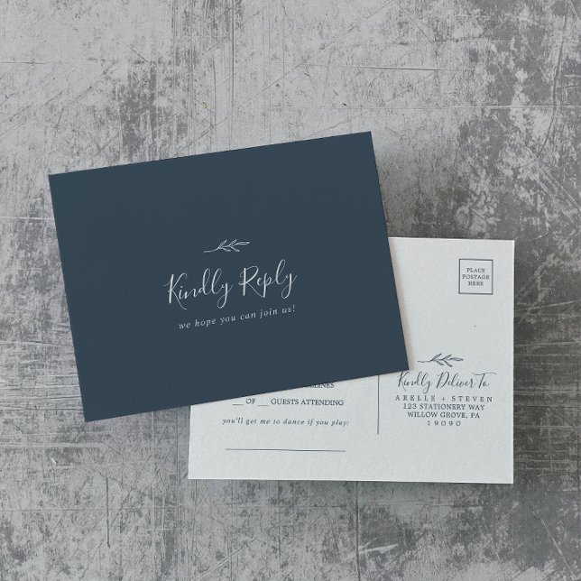 Minimale Leaf Slate Blue Song Anfrage UAWG Postkar Einladungspostkarte (Von Creator hochgeladen)