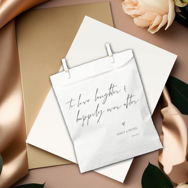 Minimale Liebe Lachen glücklich je Hochzeitsfeier Geschenktütchen (Minimal Love Laughter Happily Ever Wedding Party Favor Bag)