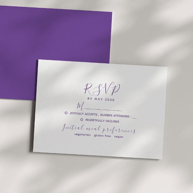 Minimale Lila Hochzeitskarte RSVP Karte (Von Creator hochgeladen)