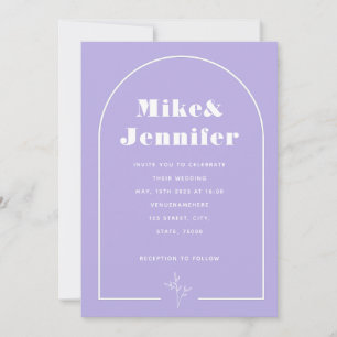 Minimale Lila Lavendel-QR-Code-Boho-Bogen-Linienku Einladung