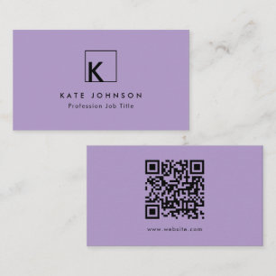 Minimale lila Modern Monogram Logo Visitenkarte