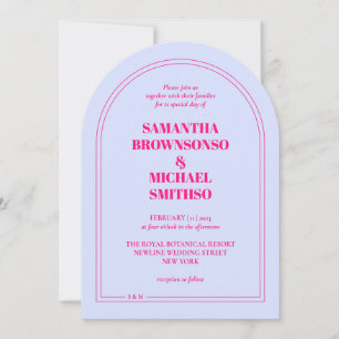 Minimale lila-rosa einfache Hochzeit Einladung