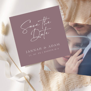 Minimale Lila Script Typografy Foto Hochzeit Save The Date