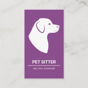 Minimale Lila und weiße Silhouette für Hunde - Sit Visitenkarte