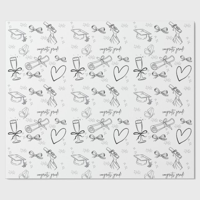 Minimale Line-Art-Abschluss-Verpackungspapier Geschenkpapier (Flach)