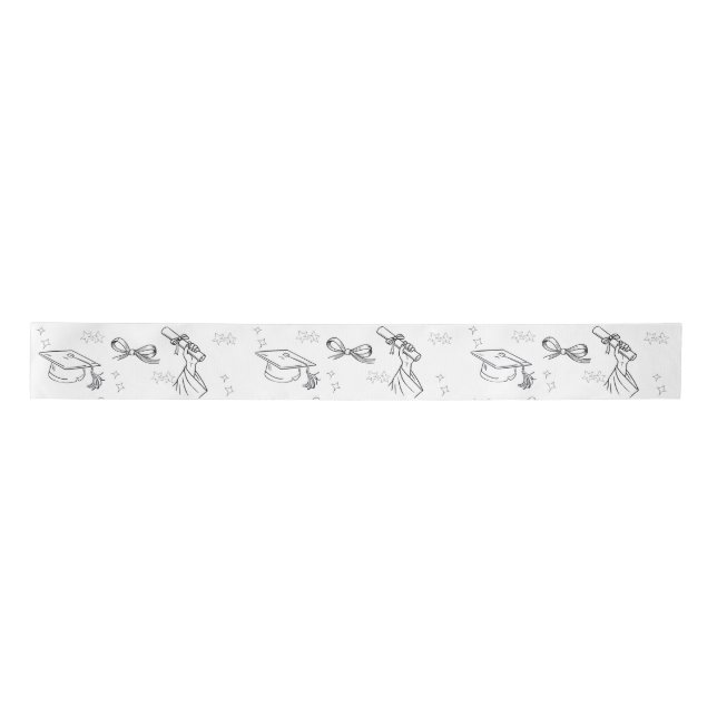 Minimale Line-Art-Abschluss-Verpackungspapier Satinband (Vorderseite)