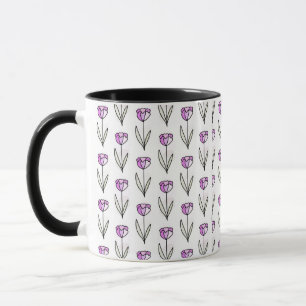 Minimale Line-Art-Blumen-Kaffeetasse Tasse