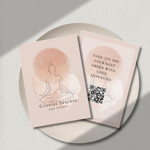 Minimale Line-Art-Frau-Yoga-Rabattkarte Rabattkarte