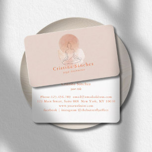 Minimale Line-Art-Frau Yoga Reiki Meditation Visitenkarte
