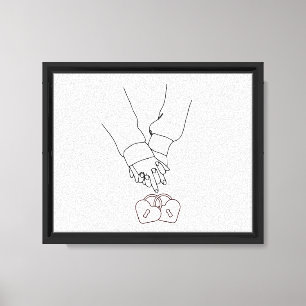 Minimale Line-Art-Liebeshände – Wandbild romantisc Leinwanddruck