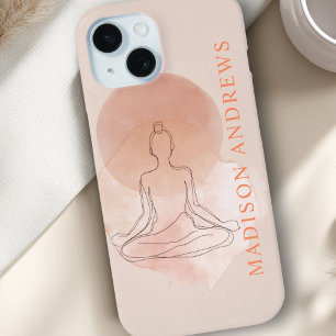 Minimale Line-Art-Meditationsfrau Aquarell Case-Mate iPhone Hülle