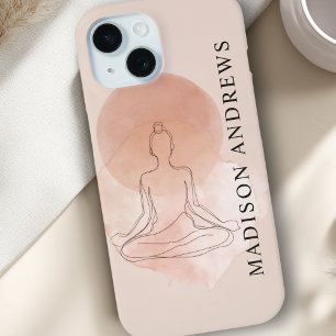 Minimale Line-Art meditierende Frau Aquarell Case-Mate iPhone Hülle