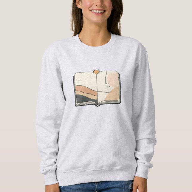 Minimale Line-Art-Notizbuch & Sonne – Moderne Abst Sweatshirt (Vorderseite)