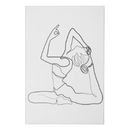 Minimale Linie Art Yoga Pose Eine Linie Zeichnend Künstlicher Leinwanddruck