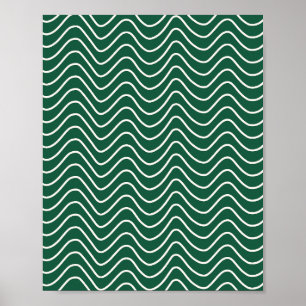 Minimale Linie Zickzack Muster dunkelgrün Poster