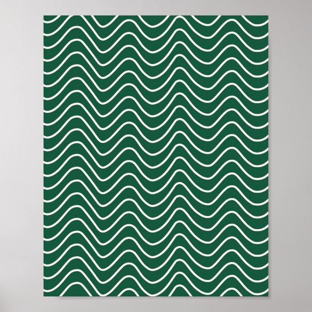 Minimale Linie Zickzack Muster dunkelgrün Poster (Vorne)