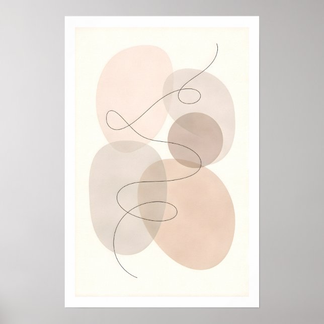 Minimale Linien- und Form-Abstrakte Moderne Neutra Poster (Vorne)