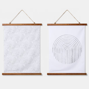 Minimale Linienart Wandteppich Mit Holzrahmen