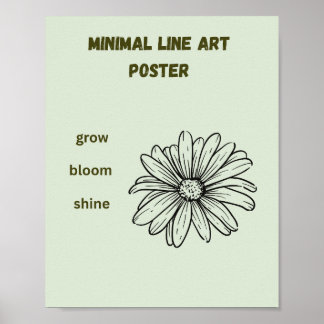 Minimale Linienkunst Daisy Wachsen Blühen Leuchten Poster