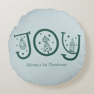 Minimale lustige Weihnachtsfreude Grafik-Geschenk Rundes Kissen